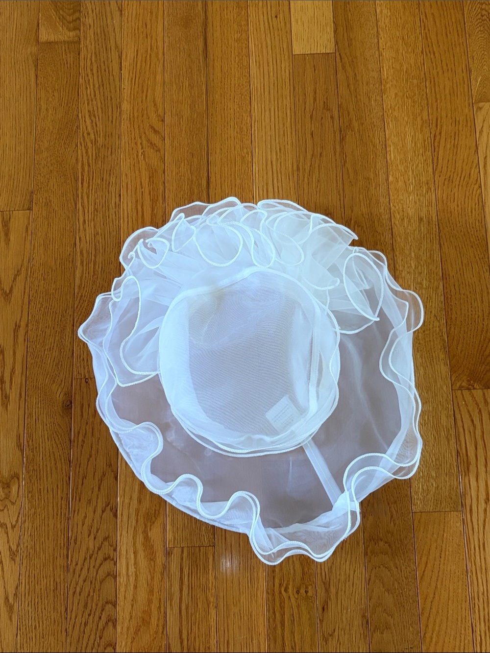 Sheer White Ruffle Wide-Brim Hat